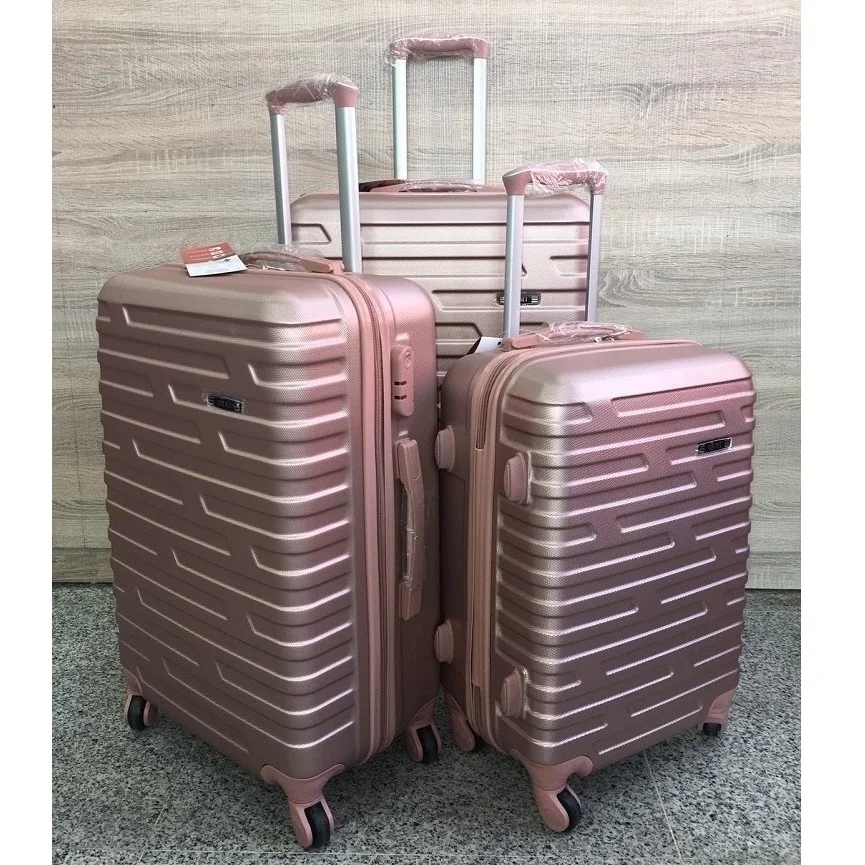 Набор из 3 чемоданов 4 поворотных колеса 100% прочный чемодан АБС пластика защитный