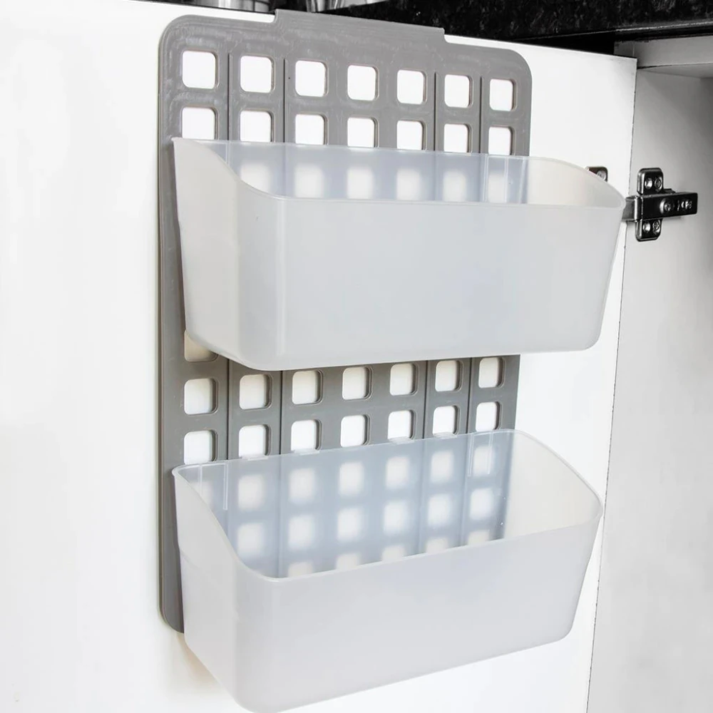 kitchen bathroom over cabinet door cupboard rack durable hanging storage basket holder convenience shelf organizer container free global shipping