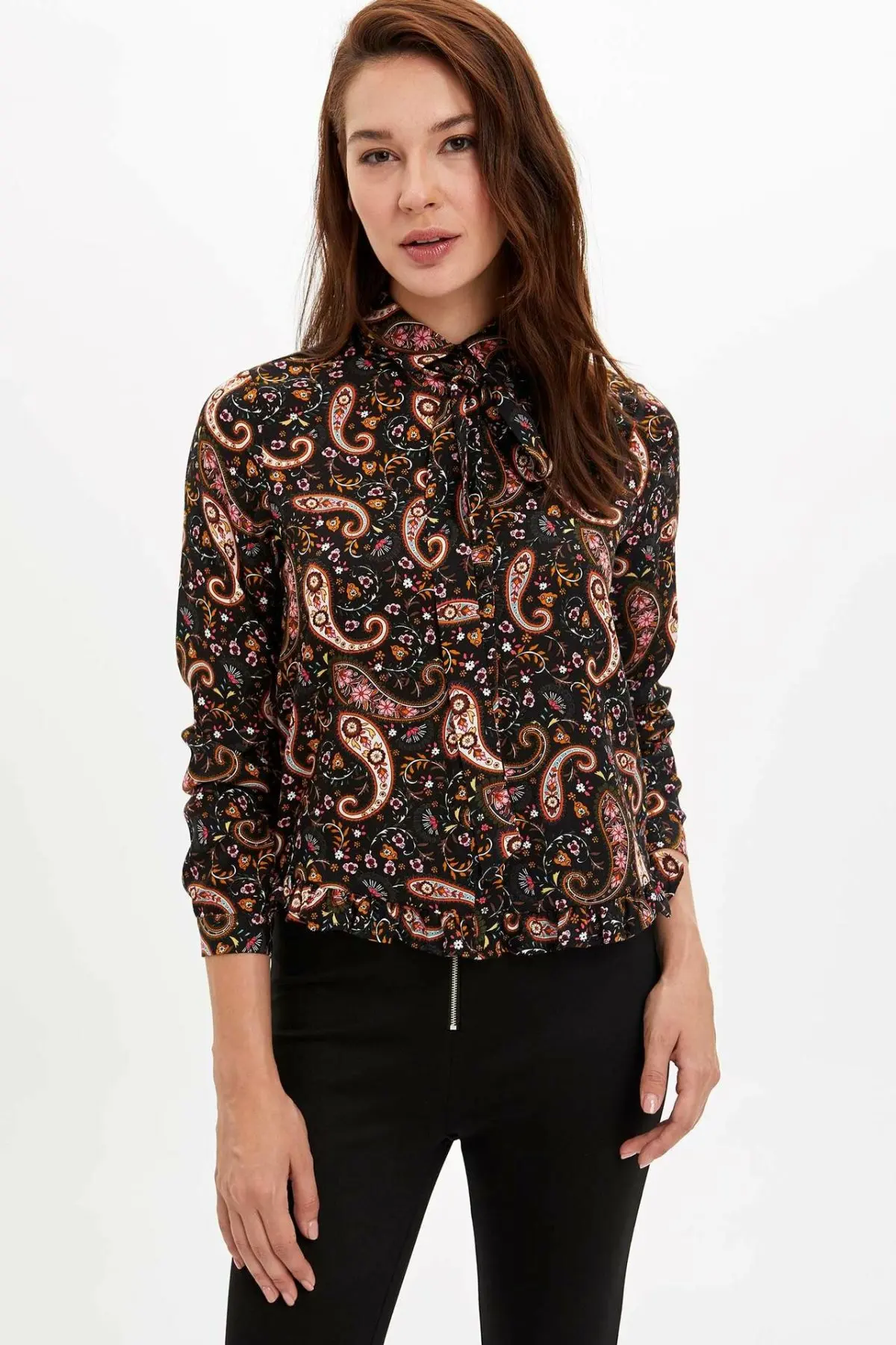 DeFacto Женская мода Водолазка с рисунком пуловеры повседневные кружевные топы