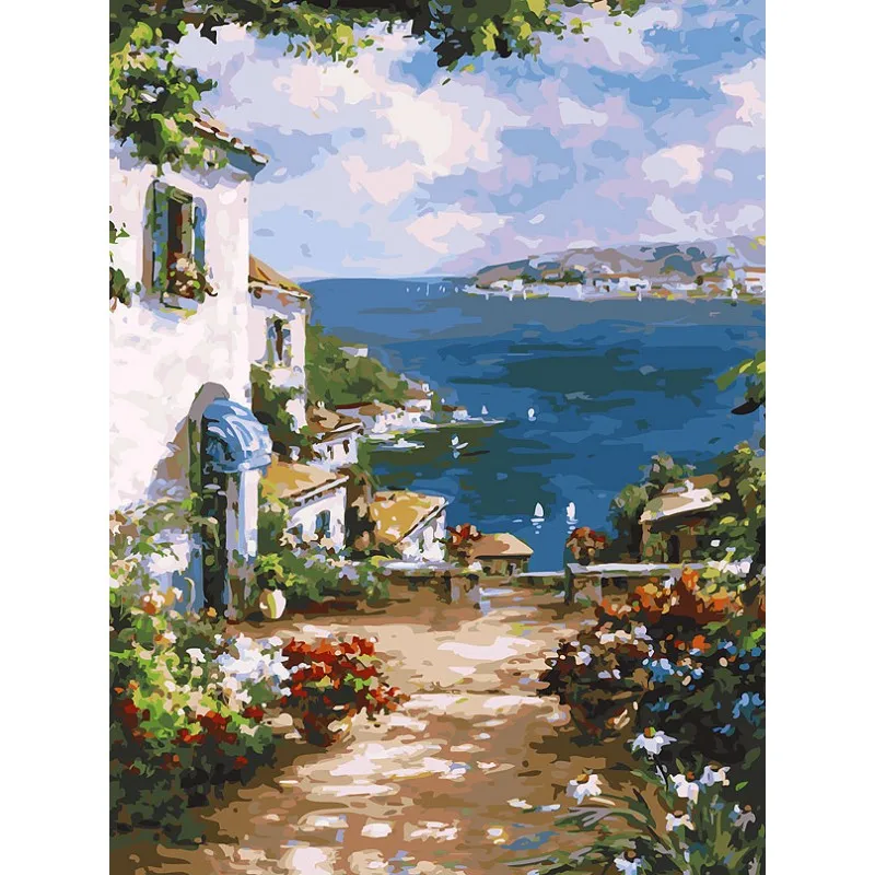 &quotУлочка к морю&quot Живопись по номерам на холсте 30*40. Белоснежка. 300 AS|Юный