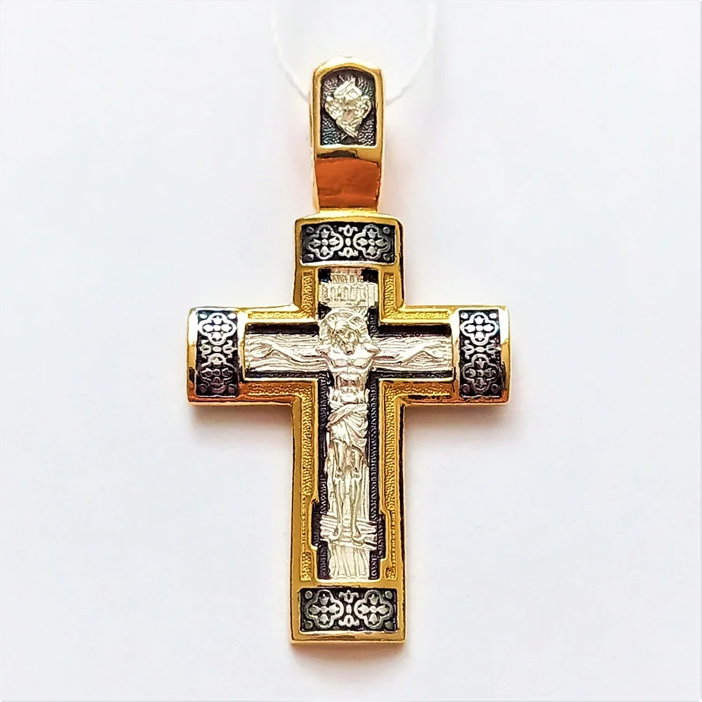 Серебряный Крестик С Позолотой Мужской Купить