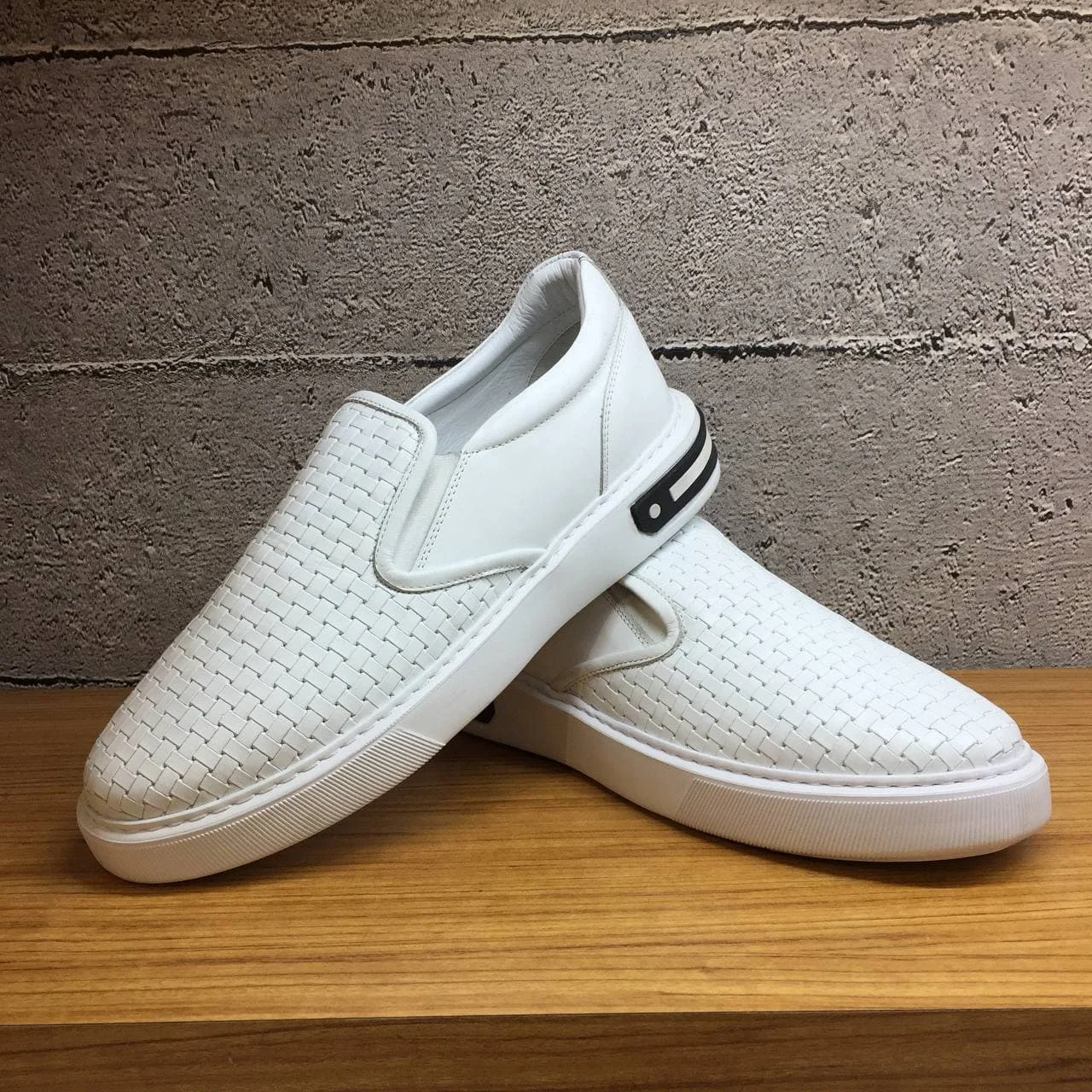 

Handmade White Sport Slip On Leather Loafers with Lightweight EVA Sole, Embossed Patterned Calf Skin, Comfort Casual Shoes