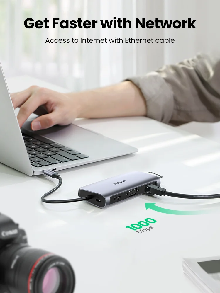 Концентратор UGREEN 10 в 1 USB Type C к HDMI 4K 3 0 VGA PD 5 мм полнофункциональный концентратор