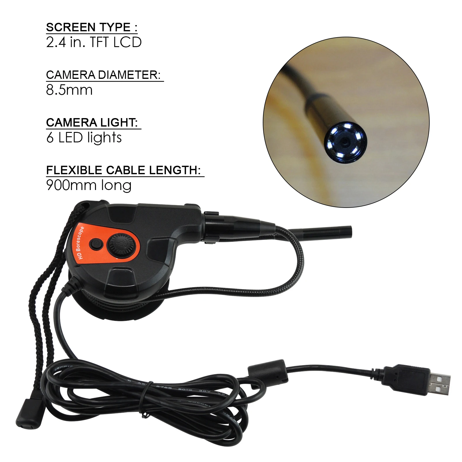 Видеосъемка бороскоп 8 5 мм Головка камеры промышленный 2000 USB кабель HD 6