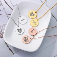 personalized portrait pet dog cat photo necklaces for women choker custom name necklace stainless steel jewelry memory tag gift