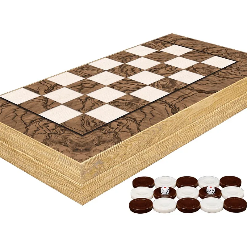 Classic Walnut Burl Board Game Luxury Backgammon Set