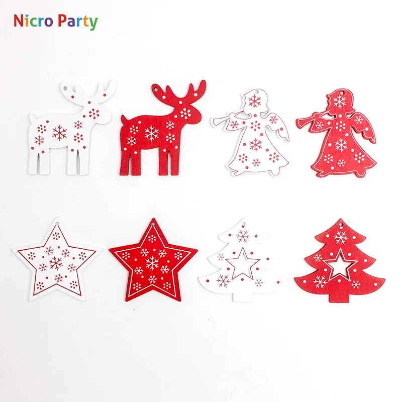 Nicro 5 шт./компл. Белый Красный Деревянные рождественские украшения Подвески Изделия из дерева подвесная Рождественская елка подарок для детей вечерние украшения# Chr60