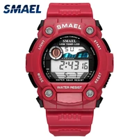 smael mens watches top brand luxury red wristwatch man waterproof sport watch for men digital military watches boy reloj hombre