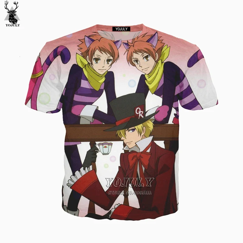 YOJULY 3D принт унисекс аниме Ouran старшеклассник клуб Повседневная Harajuku футболка с короткими рукавами хипстерская уличная одежда A737