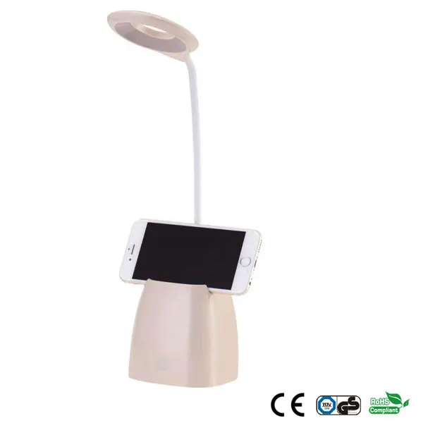 Настольная лампа с подставкой для телефона и аккумулятором | Лампы освещение