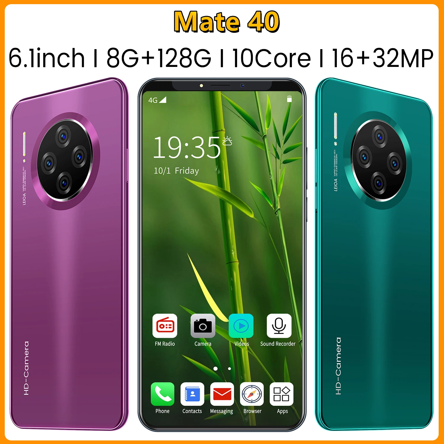Hawei Mate 40 5G Smartphone 6.1 Inch 12GB + 512GB Face/Fingerprint Unlock Dual Sim Android Phone Supports T-card cell phone