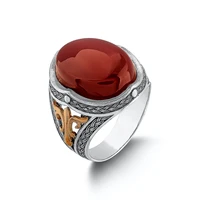 ottoman yemen red agate silver victorian ring solid 925 sterling silver men for gifts