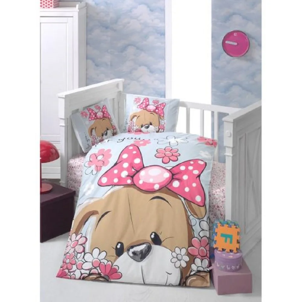 100 % COTTON Made in Turkey PRETTY Baby Bedding Duvet Cover Set Crib For Boy Girl Nursery Cartoon Animal Baby Soft Antiallergic