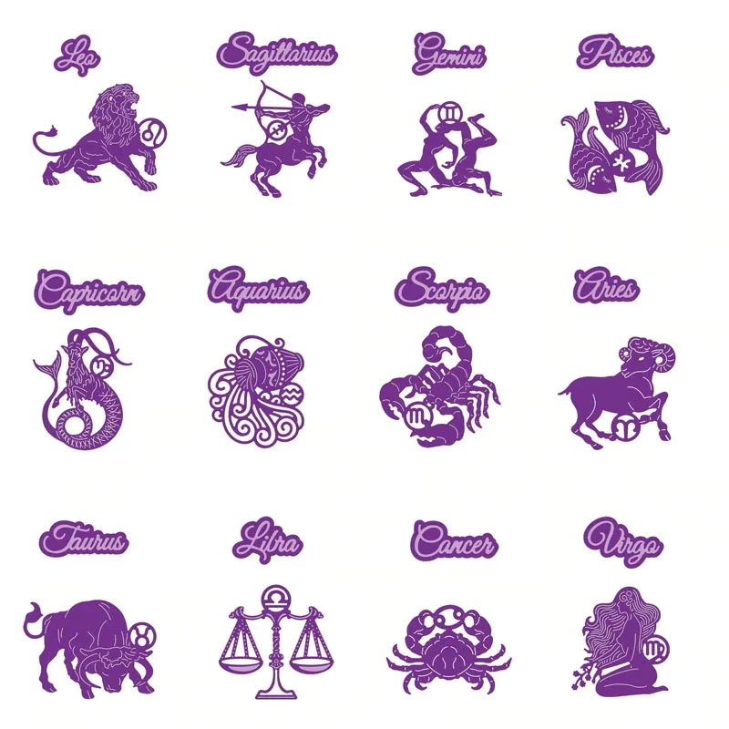 Двенадцать созвездий весы девственницы Овен Телец Gemini металлические Вырубные