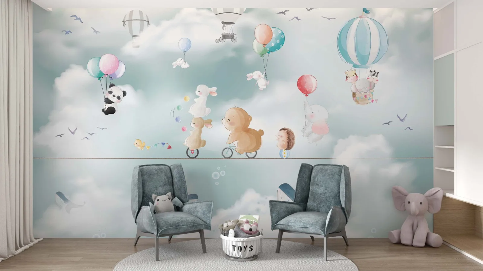 

Baby Room Decor- Peel and Stick- Animal Wallpaper- Nursery Room Wallpaper- Home Decor- Mural Art- Personalized- MUR5083