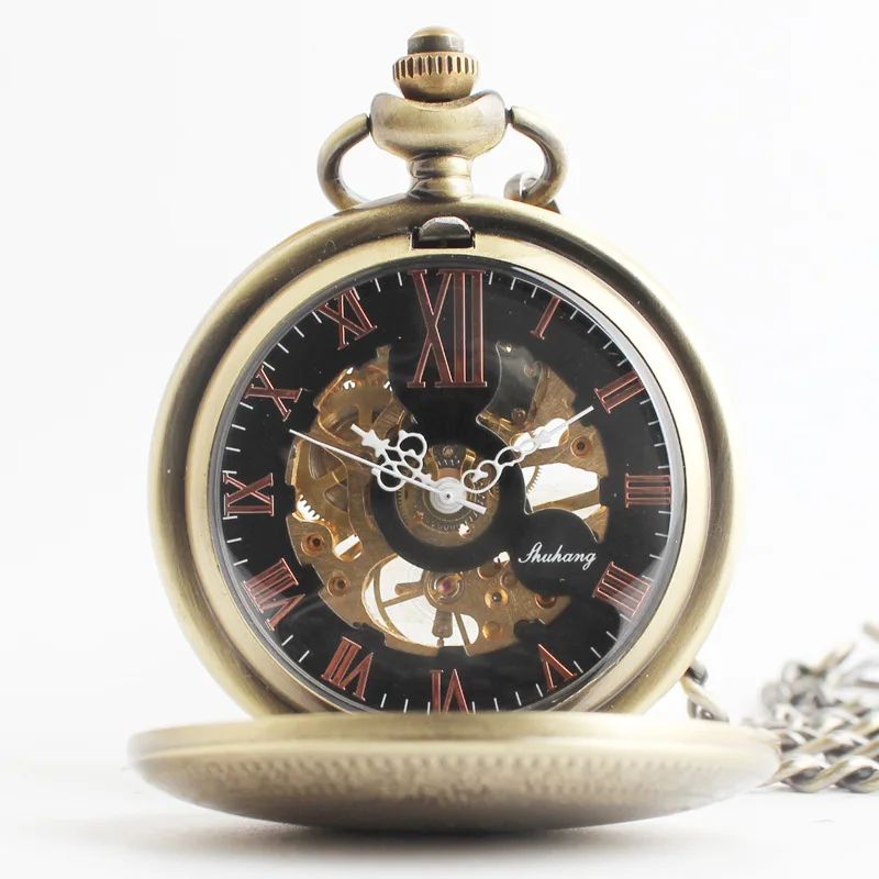 Charm Retro Steampunk Pocket Watches Mechanical Automatic Palace Carving Pocket Fob Watch For Men Women relogio masculino
