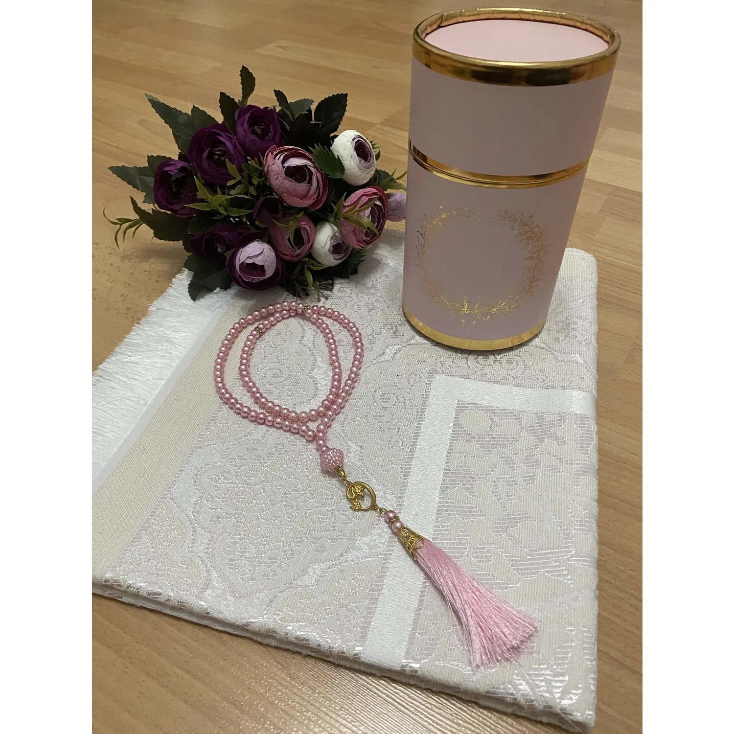 

Prayer Rug Set Muslim Sejadah Rosary Bead Boxed Gift Tafetta Ramadan Islamic Holy New Fashion Luxury Trend Unisex