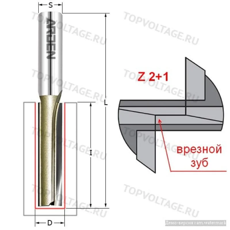 Фреза пазовая прямая по дереву Z2+1 D=12x30x74 S=12 ARDEN 105235 - купить выгодной цене |