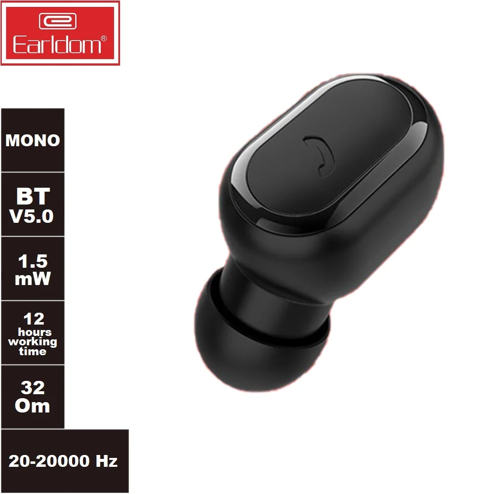 Bluetooth гарнитура Earldom ET-BH25 Wireless Headset вставная моно (черная) | Электроника