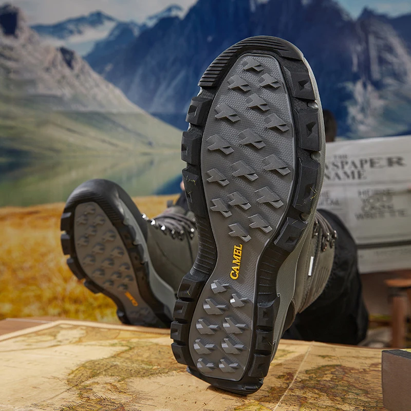 Goldencamel Mens Shoes Winter Genuine Leather Waterproof Hiking Shoes Mountain Trekking Sneakers Camping Climbing Tactical Boots