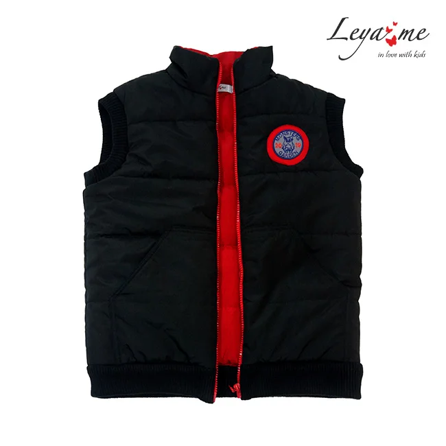 Стеганый детский жилет теплый двусторонний с нашивкой |