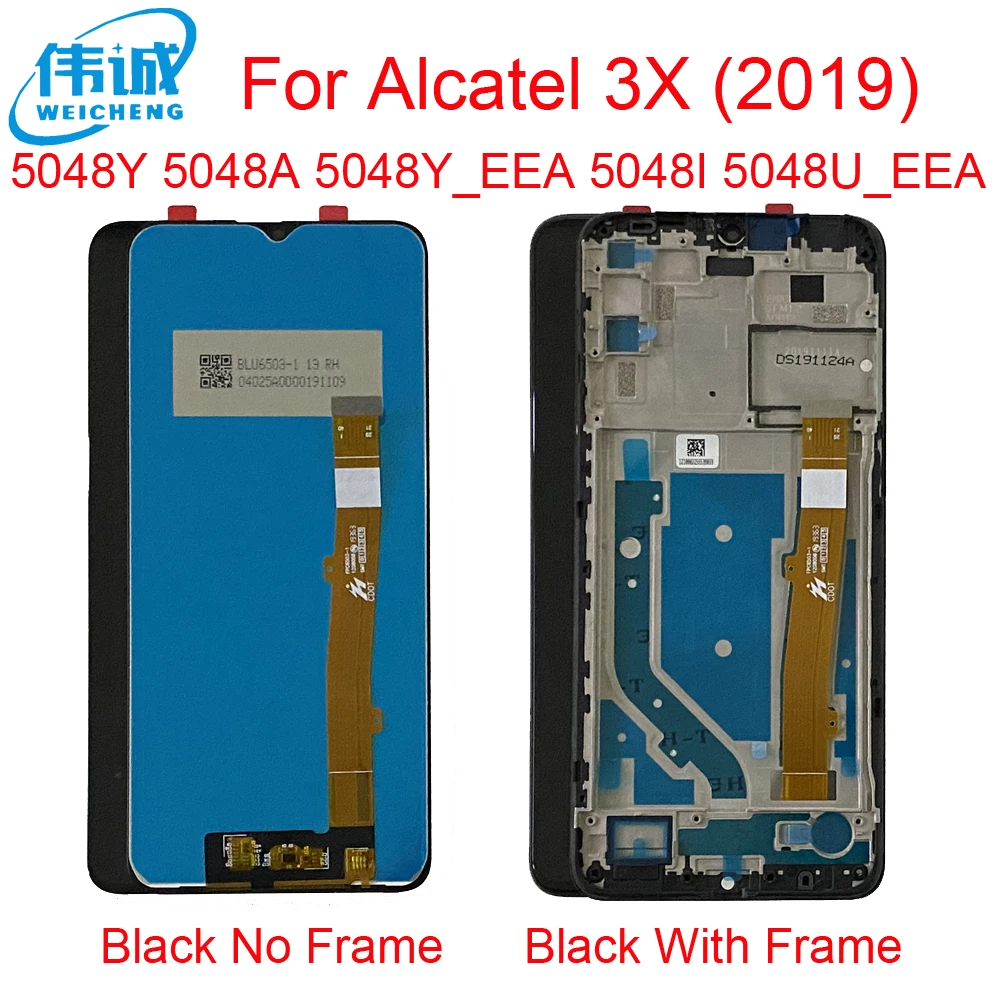 ЖК-дисплей для ALCATEL 3X 2019 5048A OT5048Y 5048U 5048I сенсорный экран дигитайзер рамка в сборе