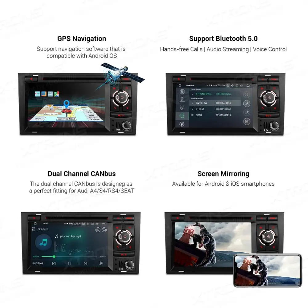 XTRONS Android 10 0 Qualcomm Bluetooth 5 автомобильный стерео DVD мультимедийный плеер для Audi A4 S4 RS4