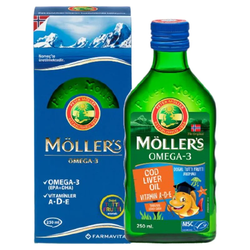 

Möller's Omega 3 Fish Oil 1200 MG 250 ml EPA DHA Mitamins A D E Moller's Fish Oil Moller Omega 3