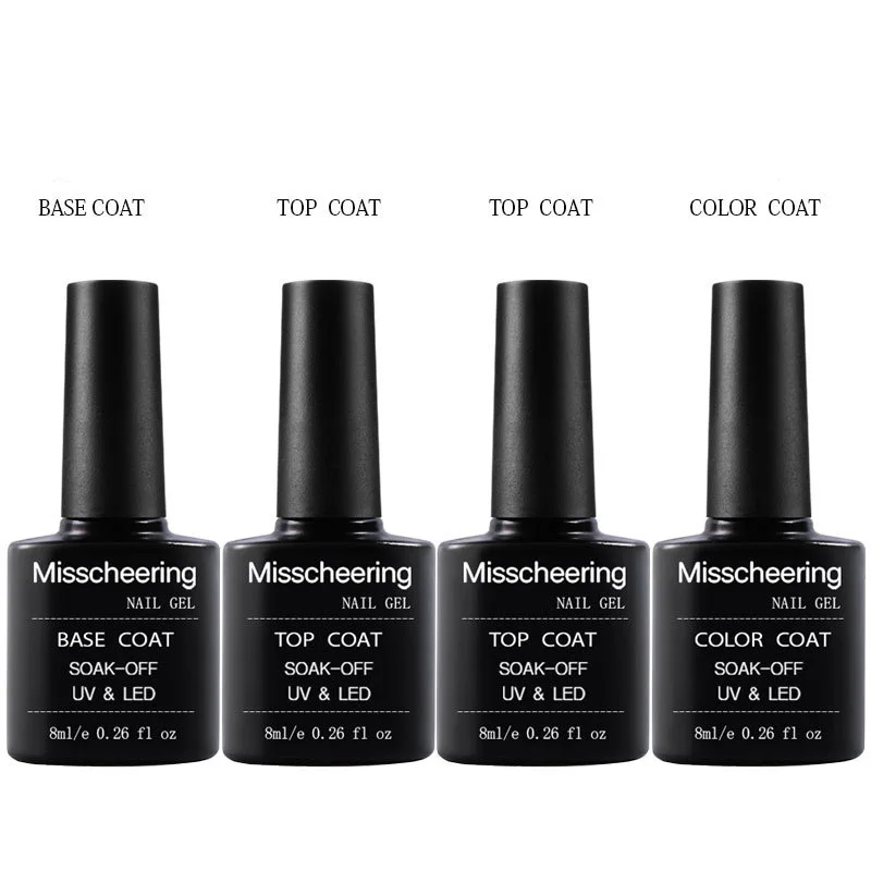 4 шт./компл./набор верхнее покрытие лак для ногтей гель резиновый базовый слой