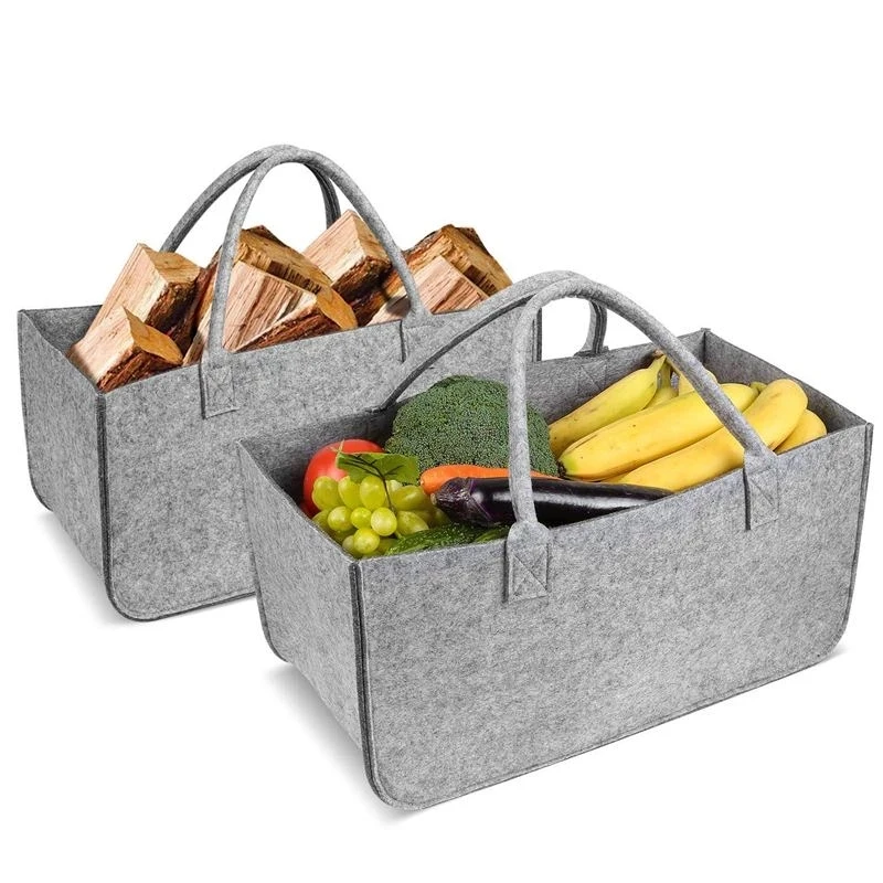 High Capacity Firewood Baskets Felt Storage Bag Car Travel Shopping Tote Bag Clothing Organizer Gift Bag Fireplace Wooden Bag