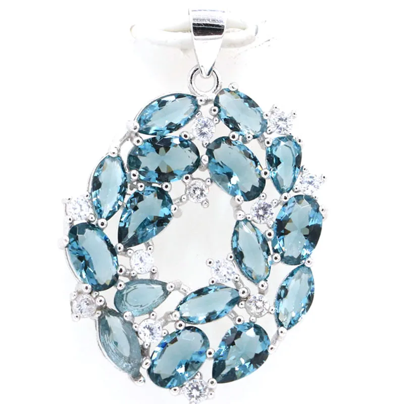 Женский кулон с синим топазом из серебра 3 2 пробы 34x23 мм 925 г|Подвески| |