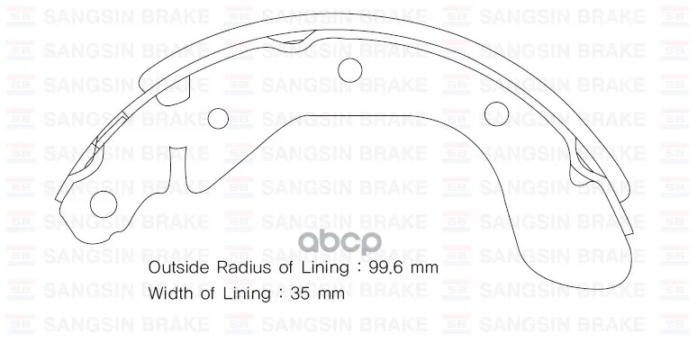 Тормозные накладки, комплект барабанных тормозов из 4 штук (цена за комплект) DW Kalos [1.4] 03- Ch Aveo, позиция тормозного блока Sa129.