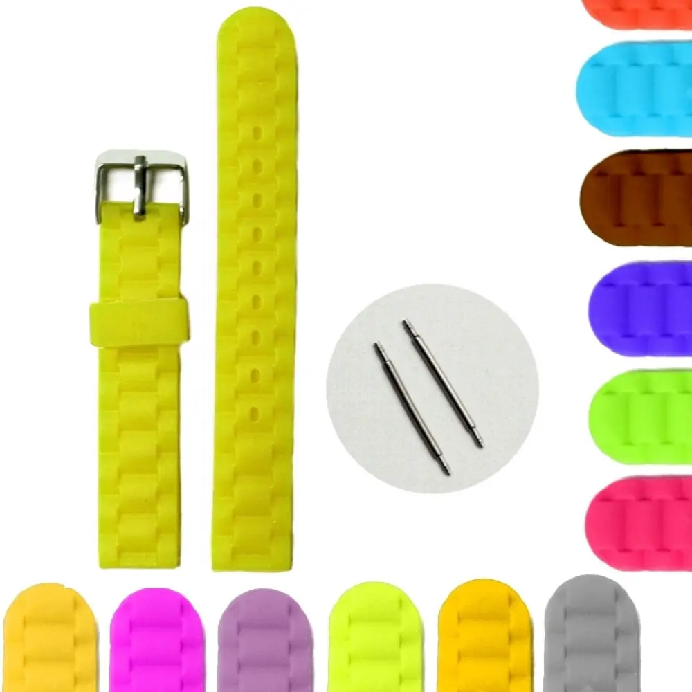 

16mm Fun Neon Yellow Silicone Jelly Rubber Watch Band Straps Yellow Neon Orange Red Blue Green Purple Ladies Kid's watch band
