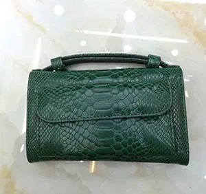 deep green Зеленый клатч со змеиным узором, женская сумочка на цепочке, многофункциональный кошелек, женская модная сумка на плечо со змеиным узором, кошелек с цепочкой - Цвет: deep green