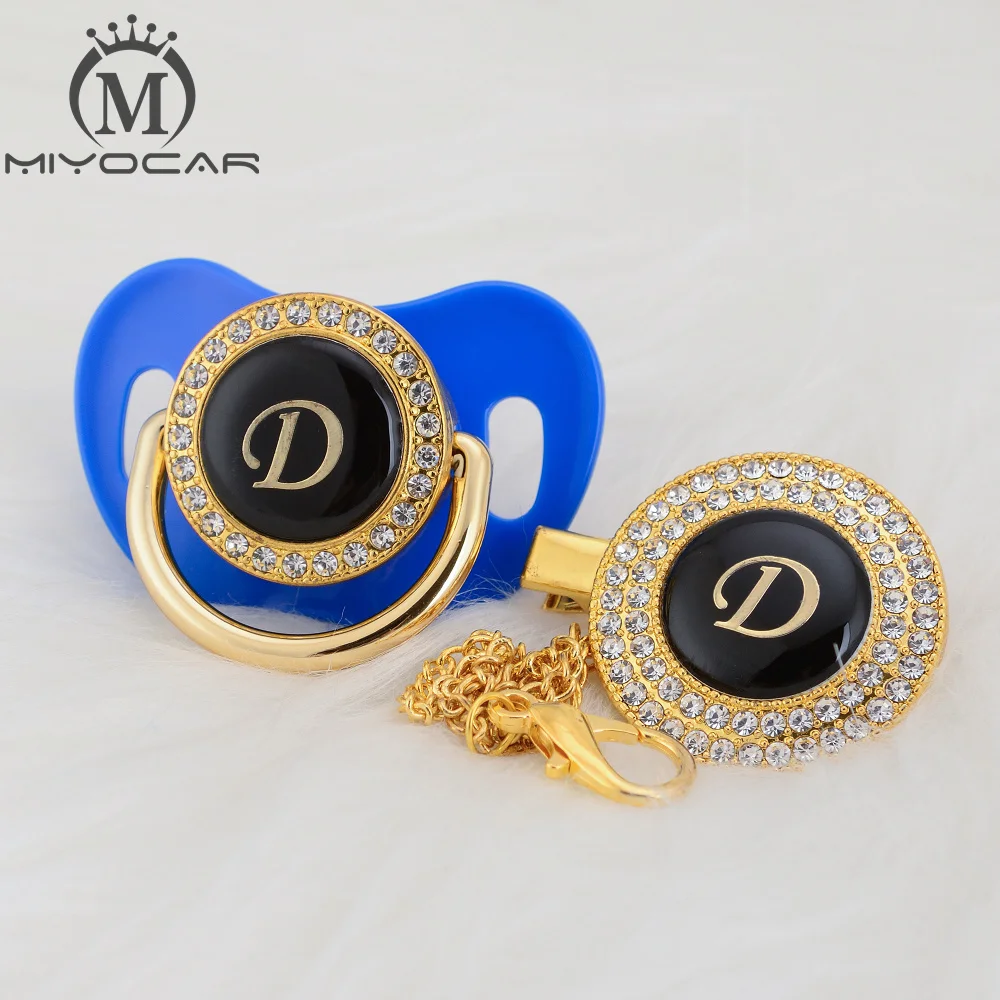 MIYOCAR уникальный дизайн имя инициалы буквенные D прекрасный bling соска и пустышка Клип Набор BPA бесплатно пустышка bling уникальный дизайн LD