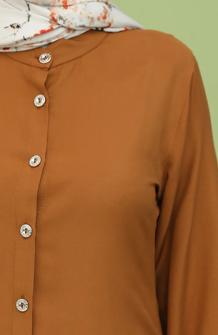 

Casual Woman Female Islam Fashion Muslim Set Button Detail Long Sleeves Shirt Pants Four Season Hijab Solid Colored Ramadan