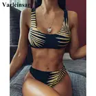 Женский раздельный купальник, бикини с высокой талией и принтом листьев, V1795, 2021