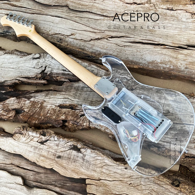 Новое поступление Acepro акриловый корпус электрогитары со светодиодной