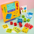 Детский деревянный кубик-головоломка для выражения эмоций, кубики Монтессори Обучающие игрушки логическое мышление