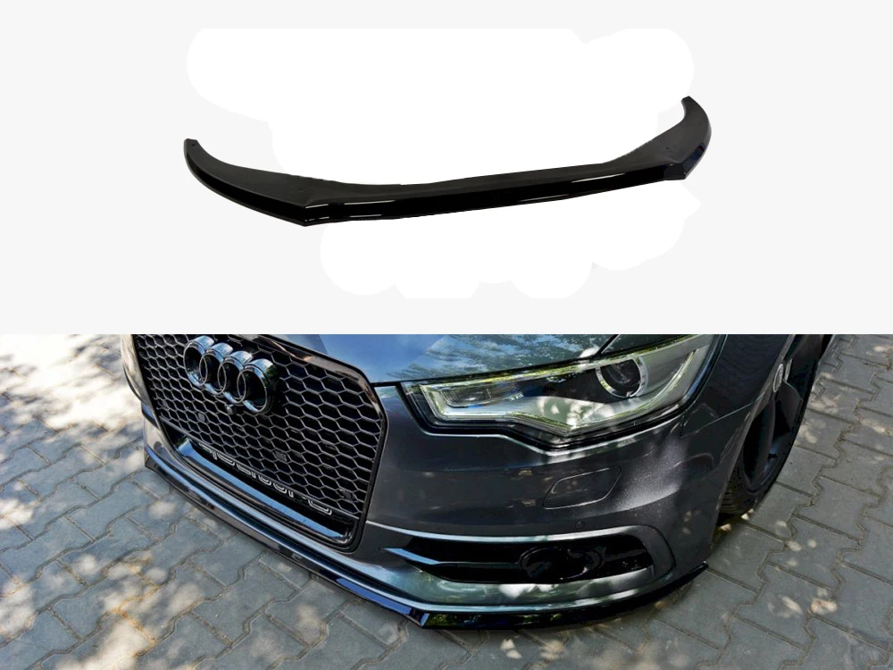 A6 C7 and C7 S Line Max Design Front Splitter Lip Blade Front Wing Front Spoiler Blade Piano / Gloss Black Plastic enlarge