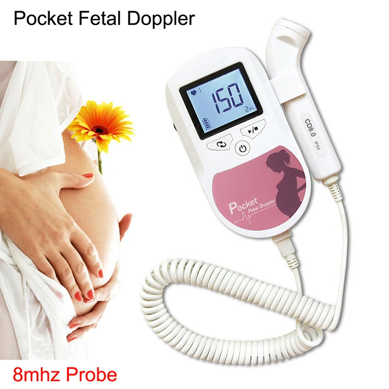 

New CONTEC SonolineA Baby Sound C Doppler Fetal Heart Rate Monitor Home Pregnancy Heart Rate Detector LCD Display 8.0 MHZ Pink