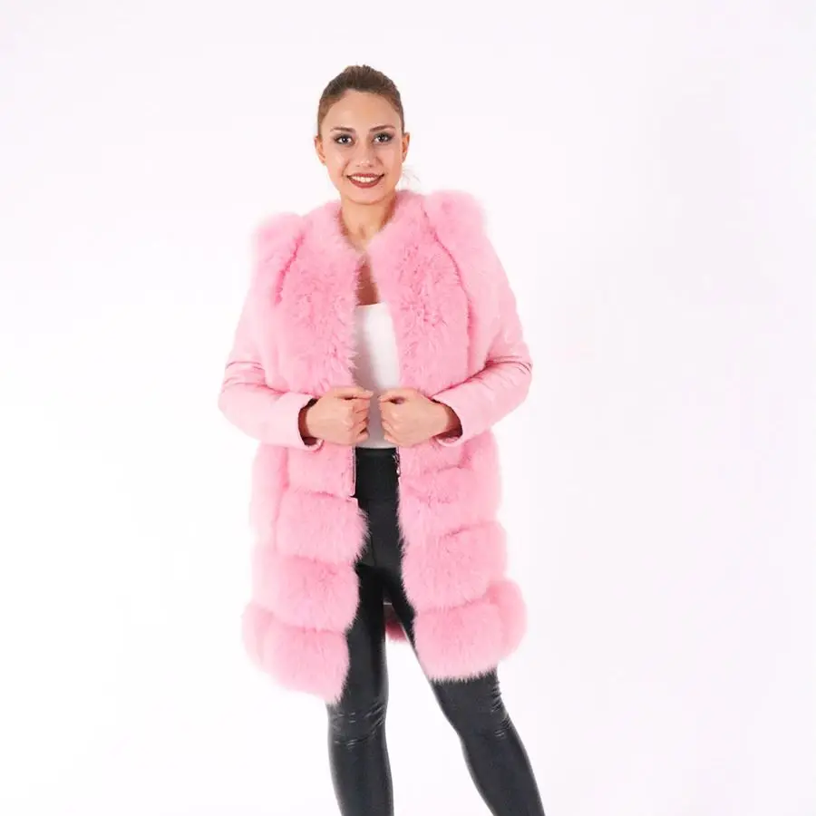 Fashion winter warm  jacket natural fox fur real fox fur coat winter thick warm coat 2021 Sleeve Checked, acronym zipper