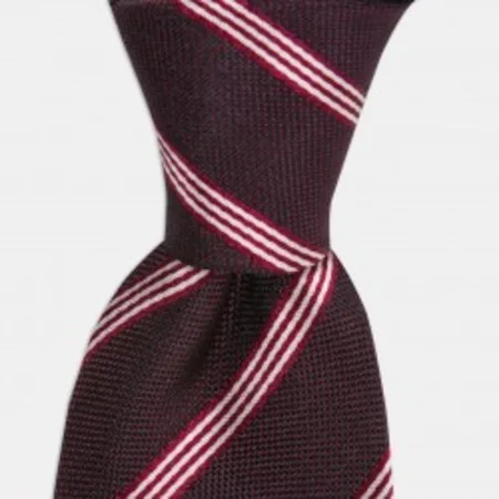 

Red White Striped burgundy silk tie 67828177