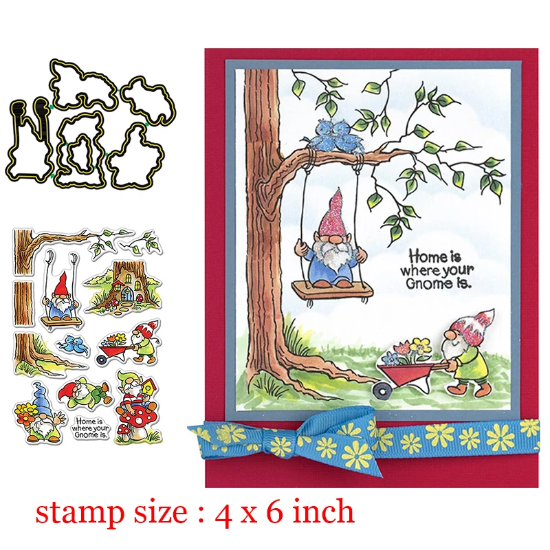 Домашние прозрачные штампы Gnomes координационные металлические для резки сделай