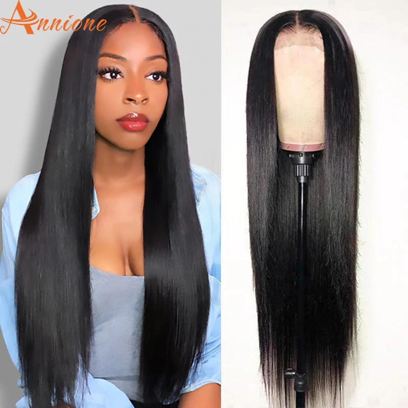 

30 34 Inch Straight Lace Front Wig Brazilian 13x1 T Part Lace Frontal Pre Plucked Wigs For Black Women Human Hair 180 Density
