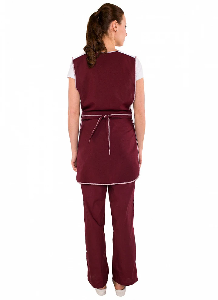 Фартук-сарафан Цветок (тк.Габардин) бордовый 87470083 Униформа спецодежда рабочая