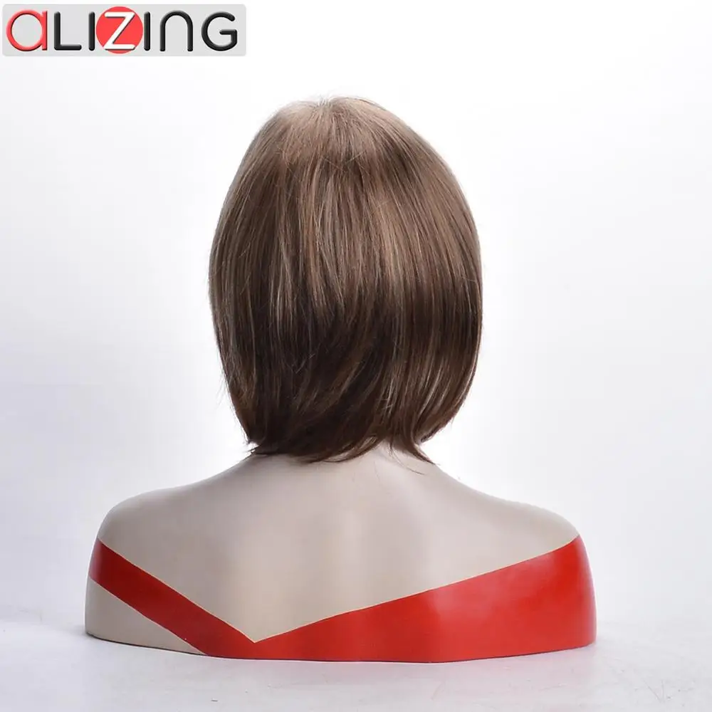

Alizing Short Straight Bob Wig Blonde Mixed White Heat Resistant Cosplay Wigs for Women African American Hair New Style Fashion