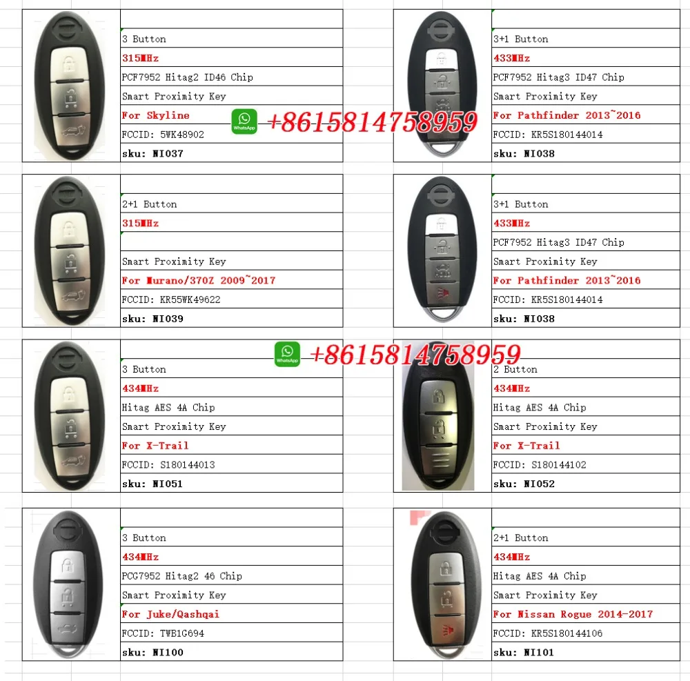 2 кнопки 434 МГц FSK умный ключ приближения для Nissan Qashqai X-Trail с чипом Hitag AES 4A S180144102 CMIIT ID: 2012DJ6167