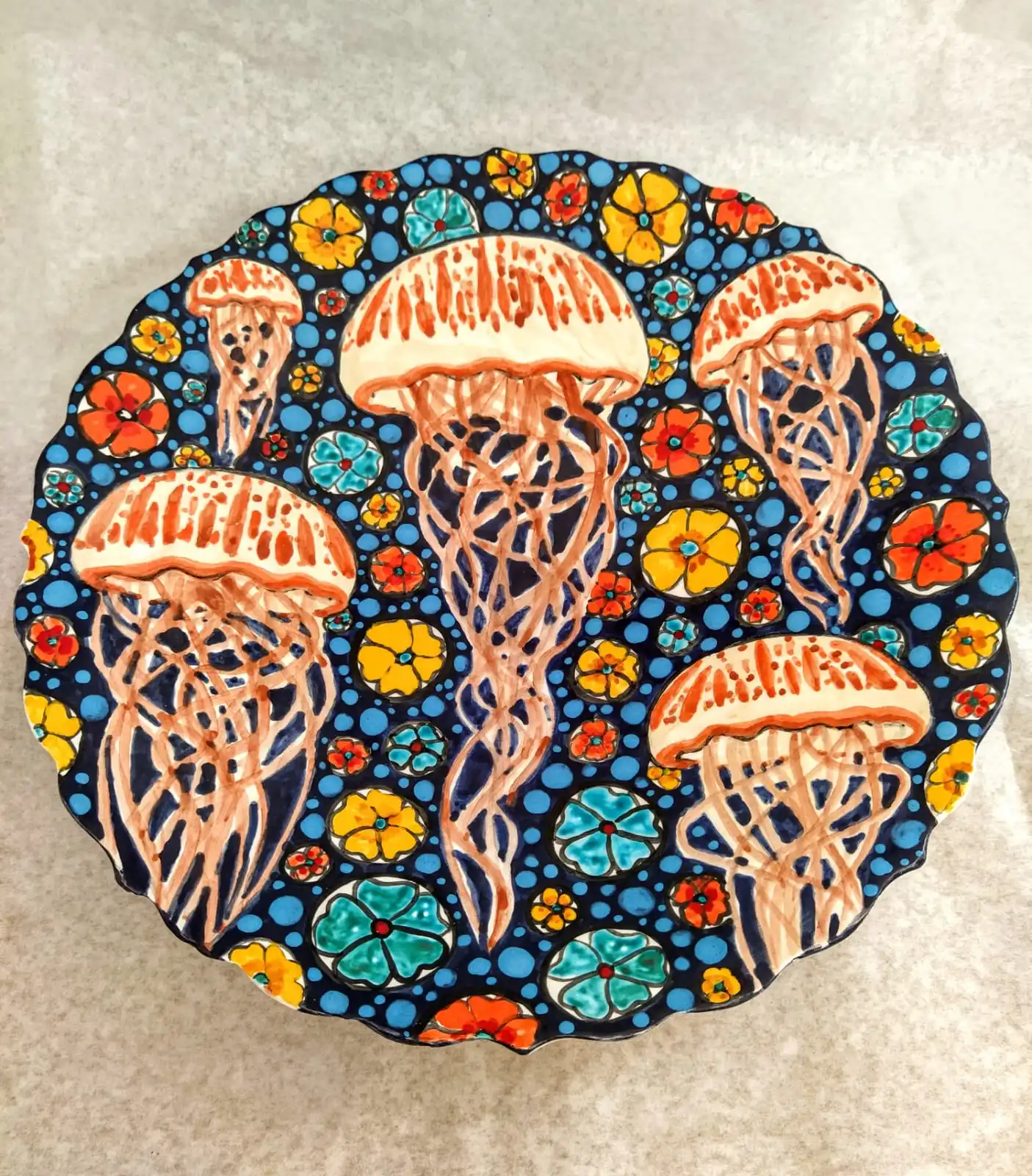 

Finecraft Handmade 100% Original and Original Design Ceramic, Tile Decorative Plate Es-613
