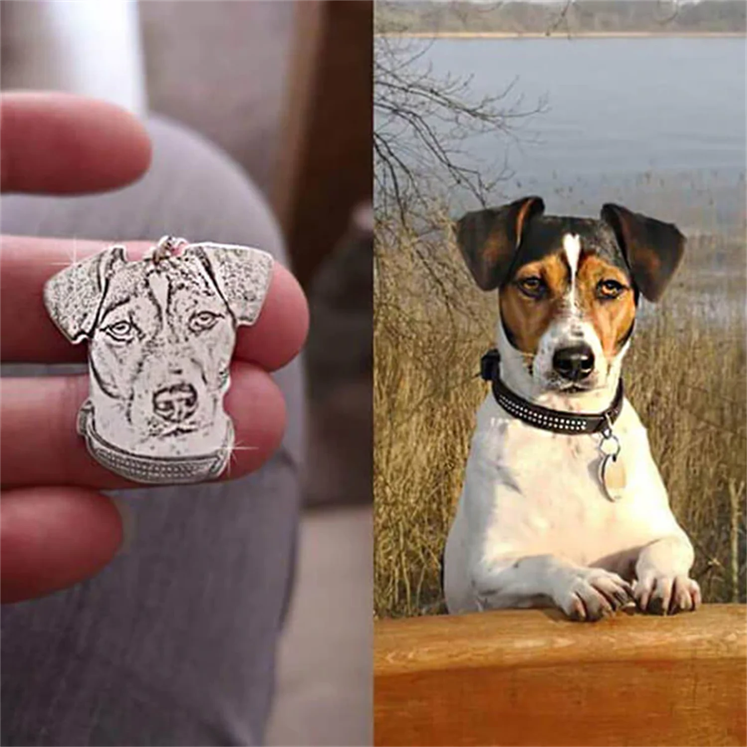 

Customized Pet Photo Necklace For Pet Lover Engraving Dog&Cat Images Carving Name Pendant Souvenir Memory Jewelry Gift